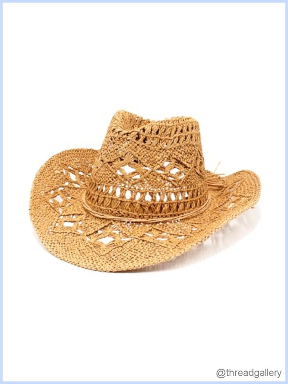 Paper Straw Cowboy Hat Adjustable Wide Brim Western Cowgirl Sun Hat